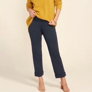 Betabrand classic dress pant yoga pant crop navy blue
